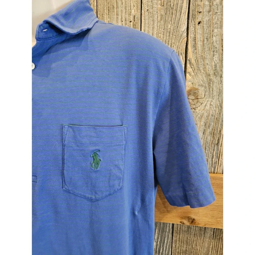Polo Golf stretch lisle size small S blue made in Peru short sleeve